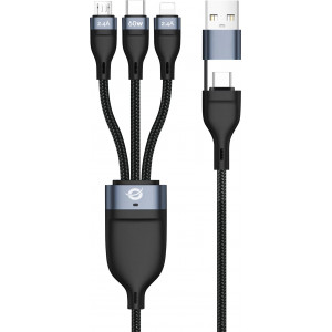 Conceptronic ETTA05B15 cabo USB USB 2.0 1,5 m USB C USB C Micro-USB B Lightning Preto