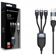 Conceptronic ETTA05B15 cabo USB USB 2.0 1,5 m USB C USB C Micro-USB B Lightning Preto