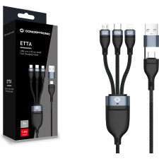 Conceptronic ETTA06B15 cabo USB USB 2.0 1,5 m USB C USB C Micro-USB B Lightning Preto