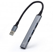 Ewent EW1144 hub de interface USB 3.2 Gen 1 (3.1 Gen 1) Type-A 5000 Mbit s Cinzento, Prateado