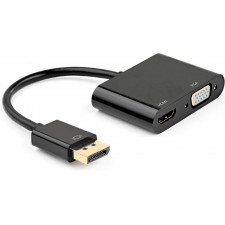 Ewent EC1457 adaptador de cabo de vídeo DisplayPort HDMI + VGA (D-Sub) Preto