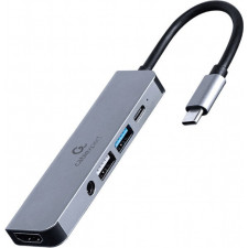 Gembird A-CM-COMBO5-02 base & duplicador de portas Com fios USB 3.2 Gen 1 (3.1 Gen 1) Type-C Prateado