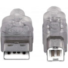 Manhattan 345408 cabo USB USB 2.0 5 m USB A USB B Prateado