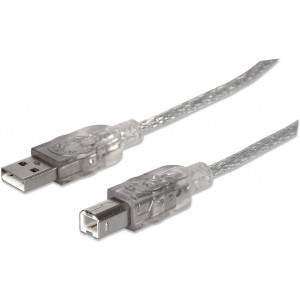 Manhattan 340458 cabo USB USB 2.0 3 m USB A USB B Prateado