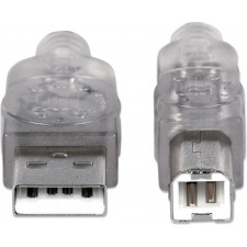 Manhattan 340458 cabo USB USB 2.0 3 m USB A USB B Prateado