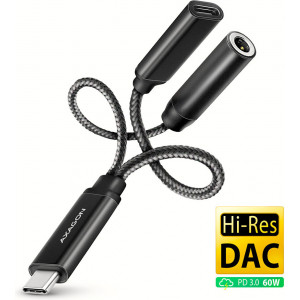 Axagon ADA-HCPD cabo de áudio 0,1 m USB-C, 3.5 mm USB-C Preto