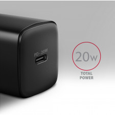 Axagon ACU-PD20 wall charger 1x QC3.0 AFC FCP PD type-C, 20W, black Telemóvel, Tablet, Universal, Relógio Preto AC Carregamento