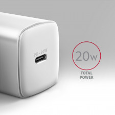 Axagon ACU-PD20W wall charger 1x QC3.0 AFC FCP PD type-C 20W white Telemóvel, Smartwatch, Tablet, Universal, Relógio Branco AC