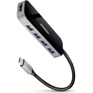 Axagon HMC-6H4A base & duplicador de portas Com fios USB 3.2 Gen 1 (3.1 Gen 1) Type-C Preto, Cinzento