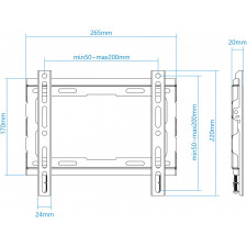 TooQ LP1043F-B suporte para TV 109,2 cm (43") Preto