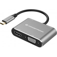 Conceptronic DONN16G base & duplicador de portas Com fios USB 3.2 Gen 1 (3.1 Gen 1) Type-C Preto, Prateado