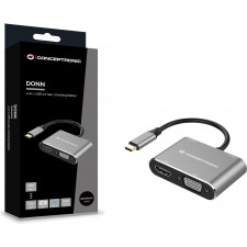 Conceptronic DONN16G base & duplicador de portas Com fios USB 3.2 Gen 1 (3.1 Gen 1) Type-C Preto, Prateado