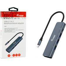 Equip 133487 hub de interface USB 3.2 Gen 1 (3.1 Gen 1) Type-C 5000 Mbit s Preto, Cinzento