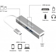 Equip 133480 base & duplicador de portas USB 3.2 Gen 1 (3.1 Gen 1) Type-C Prateado