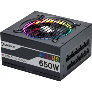 UNYKAch ATX Atilus RGB Black 650W fonte de alimentação 20+4 pin ATX Preto