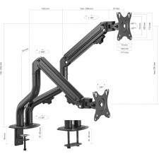 AISENS DT32TSR-141 montagem e suporte para monitores 81,3 cm (32") Secretária Preto