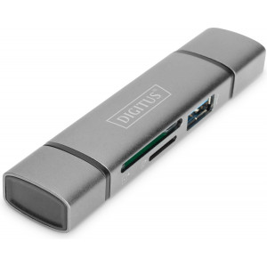 Digitus DA-70886 leitor de cartões USB 3.2 Gen 1 (3.1 Gen 1) Type-A Type-C Alumínio