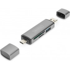 Digitus DA-70886 leitor de cartões USB 3.2 Gen 1 (3.1 Gen 1) Type-A Type-C Alumínio