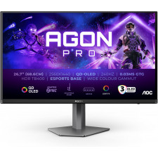 AOC AGON PRO AG276QZD2 monitor de ecrã 67,8 cm (26.7") 2560 x 1440 pixels Quad HD QD-OLED Cinzento