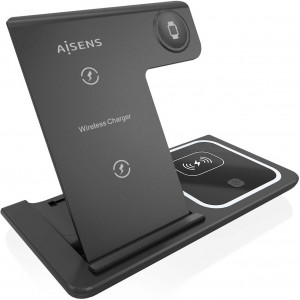 AISENS ASCH-15W3WC043-BK carregador de dispositivos móveis Auscultadores, Telemóvel, Smartphone, Smartwatch Preto USB