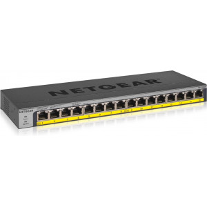 NETGEAR GS116LP Não-gerido Gigabit Ethernet (10 100 1000) Power over Ethernet (PoE) Preto