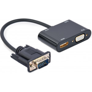 Gembird A-VGA-HDMI-02 adaptador de cabo de vídeo 0,15 m HDMI + VGA (D-Sub) VGA (D-Sub) Preto