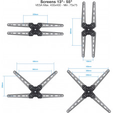 TooQ LP1355TN-B suporte para TV 139,7 cm (55") Preto