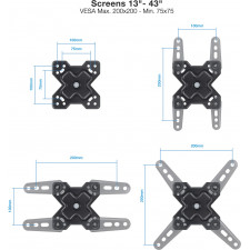 TooQ LP1345TN-B suporte para TV 109,2 cm (43") Preto