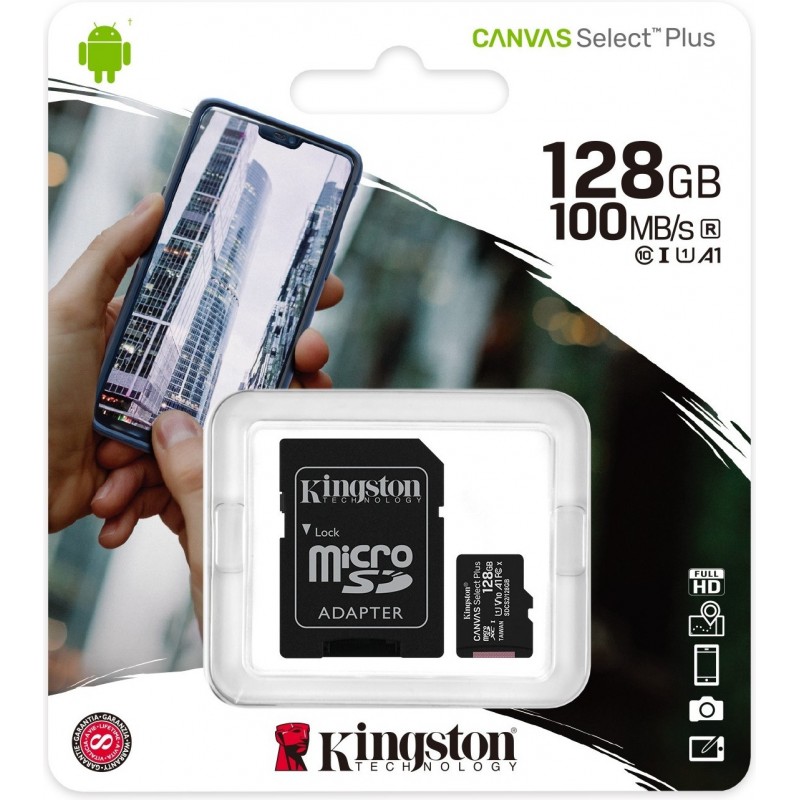 Карта памяти microsdxc kingston canvas select plus 128 гб sdcs2 128gbsp